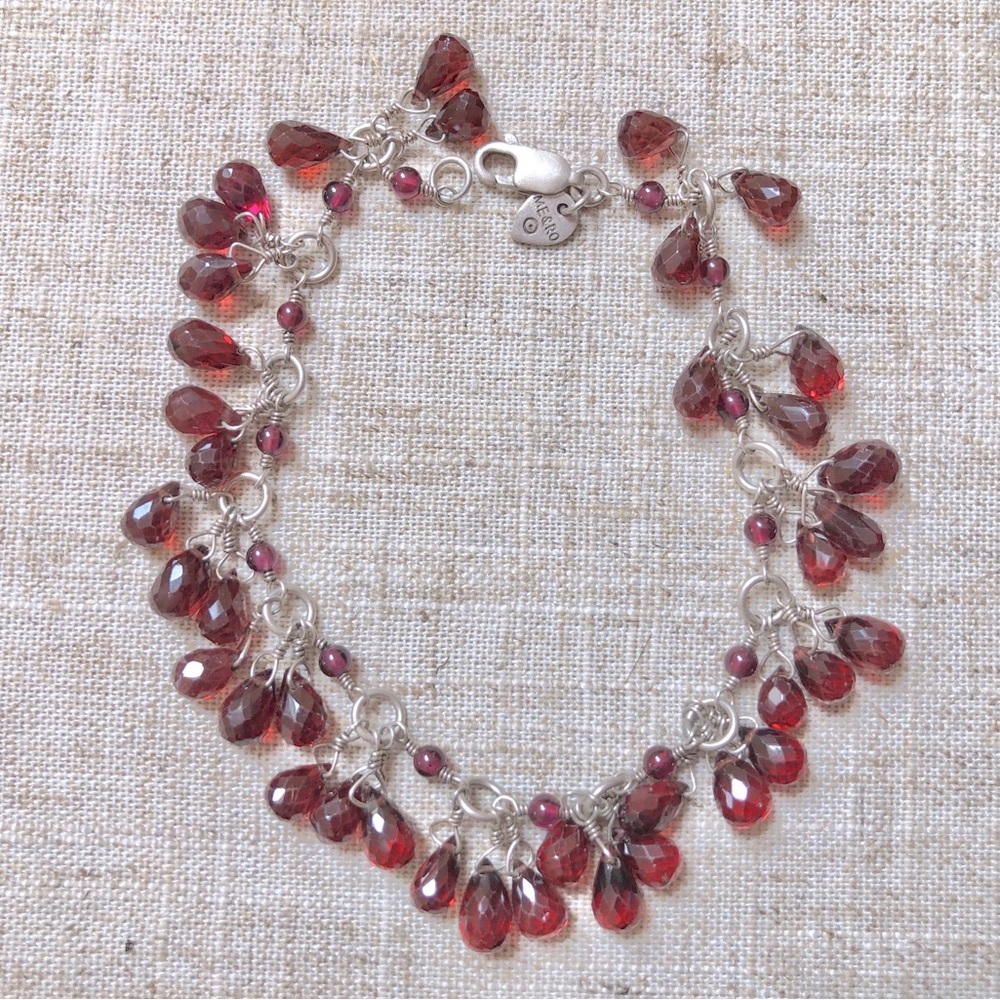 Me&Ro Garnet Briolette and Sterling Silver Bracelet